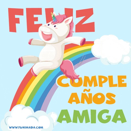 Feliz Cumpleanos unicornio Felicitacion Tarjeta gif para una amiga - Feliz Cumpleaños unicornio Felicitación Tarjeta gif para una amiga