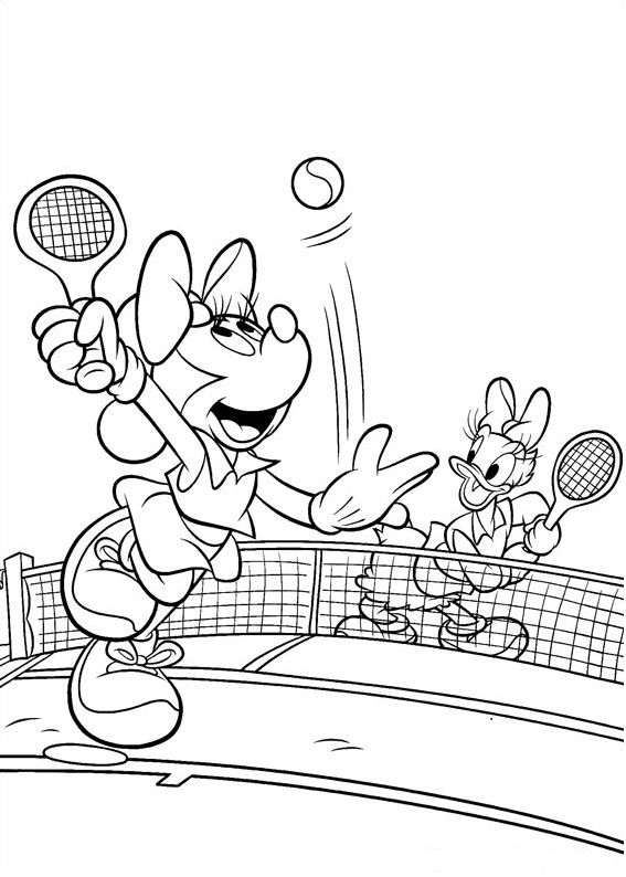 Mickey Mouse y el pato jugando al tenis dibujos para colorear - Mickey Mouse y el pato jugando al tenis dibujos para colorear
