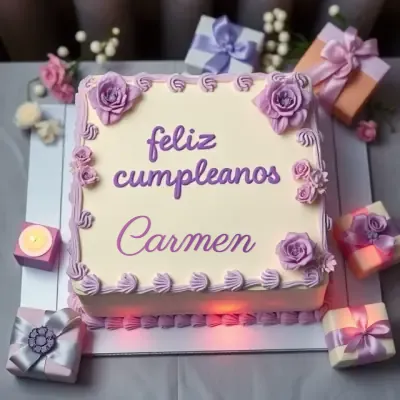 Pastel de cumpleaños destacado para Carmen