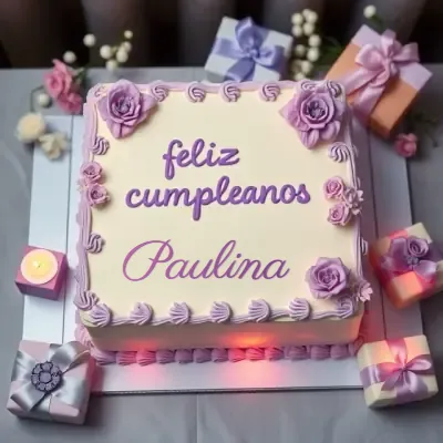 Pastel de cumpleaños destacado para Paulina