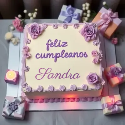 ¡Feliz Cumpleaños Sandra! - Pastel destacado Pastel de cumpleaños destacado para Sandra