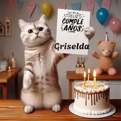 Tarjeta de cumpleaños 1 con nombre Griselda Pastel de cumpleaños para Griselda - Diseño 1