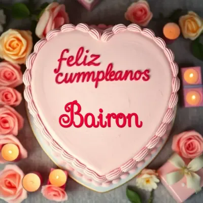 Tarjeta de cumpleaños 3 con nombre Bairon Pastel de cumpleaños para Bairon - Diseño 3