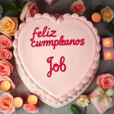 Tarjeta de cumpleaños 3 con nombre Job Pastel de cumpleaños para Job - Diseño 3