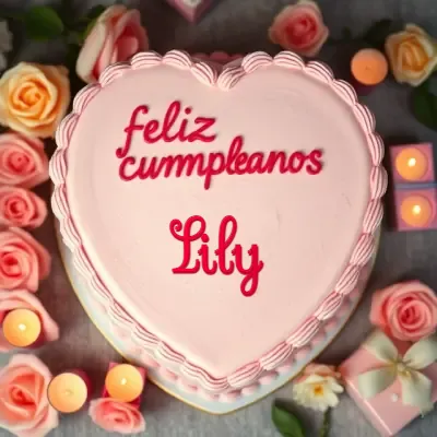 Tarjeta de cumpleaños 3 con nombre Lily Pastel de cumpleaños para Lily - Diseño 3