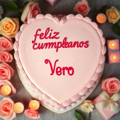 Tarjeta de cumpleaños 3 con nombre Vero Pastel de cumpleaños para Vero - Diseño 3