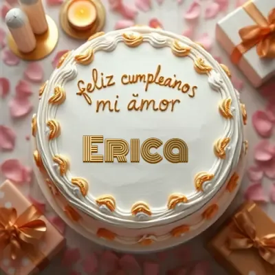 Tarjeta de cumpleaños 4 con nombre Erica Pastel de cumpleaños para Erica - Diseño 4