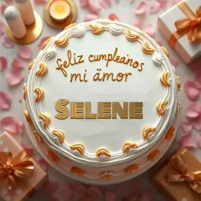 Tarjeta de cumpleaños 4 con nombre Selene Pastel de cumpleaños para Selene - Diseño 4