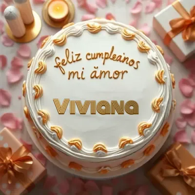 Tarjeta de cumpleaños 4 con nombre Vivi Pastel de cumpleaños para Vivi - Diseño 4