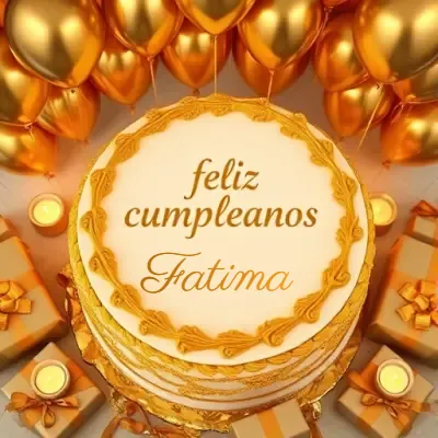 Tarjeta de cumpleaños 5 con nombre Fatima Pastel de cumpleaños para Fatima - Diseño 5
