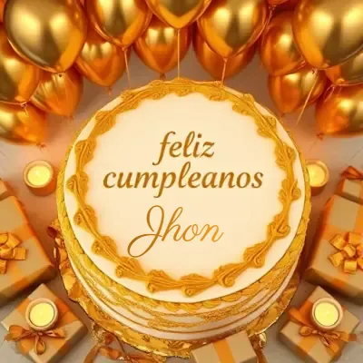 Tarjeta de cumpleaños 5 con nombre Jhon Pastel de cumpleaños para Jhon - Diseño 5