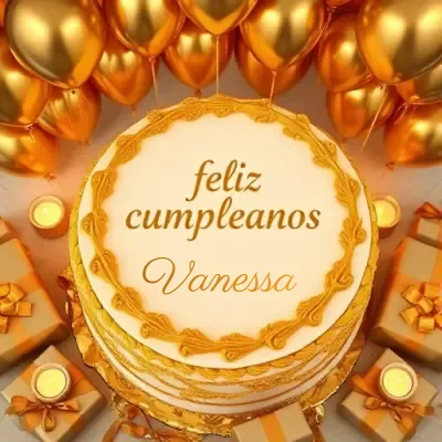 Tarjeta de cumpleaños 5 con nombre Vanessa Pastel de cumpleaños para Vanessa - Diseño 5