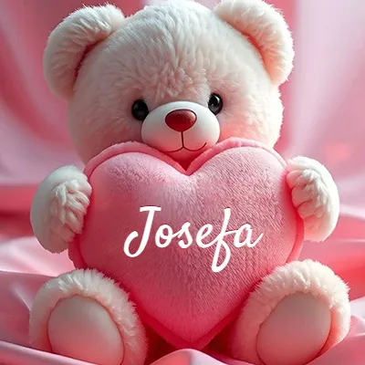 Osito de peluche rosa suave y esponjoso, sentado sosteniendo un gran corazón de felpa rosa, nombre grabado. - Josefa Osito de peluche rosa suave y esponjoso, sentado sosteniendo un gran corazón de felpa rosa, nombre grabado. - Josefa