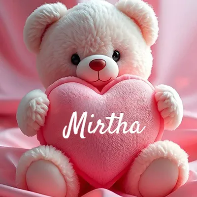 Osito de peluche rosa suave y esponjoso, sentado sosteniendo un gran corazón de felpa rosa, nombre grabado. - Mirtha