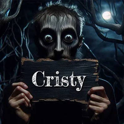 Figura surrealista de rostro pálido con ojos muy saltones en un bosque oscuro, sosteniendo un trozo de madera negra cubriendo su boca bajo la luz de la luna. - Cristy Figura surrealista de rostro pálido con ojos muy saltones en un bosque oscuro, sosteniendo un trozo de madera negra cubriendo su boca bajo la luz de la luna. - Cristy