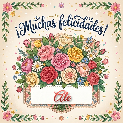 Estilo clásico y delicado. Un enorme y lujoso ramo de flores coloridas como rosas y jazmines en tonos rosa, amarillo y rojo. Texto superior 