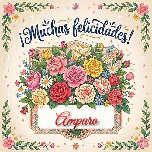 Estilo clásico y delicado. Un enorme y lujoso ramo de flores coloridas como rosas y jazmines en tonos rosa, amarillo y rojo. Texto superior 