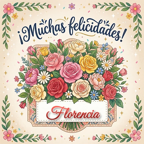 Estilo clásico y delicado. Un enorme y lujoso ramo de flores coloridas como rosas y jazmines en tonos rosa, amarillo y rojo. Texto superior 