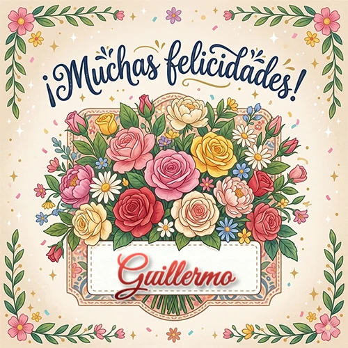 Estilo clásico y delicado. Un enorme y lujoso ramo de flores coloridas como rosas y jazmines en tonos rosa, amarillo y rojo. Texto superior 