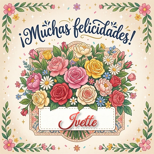 Estilo clásico y delicado. Un enorme y lujoso ramo de flores coloridas como rosas y jazmines en tonos rosa, amarillo y rojo. Texto superior 