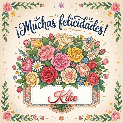 Estilo clásico y delicado. Un enorme y lujoso ramo de flores coloridas como rosas y jazmines en tonos rosa, amarillo y rojo. Texto superior 