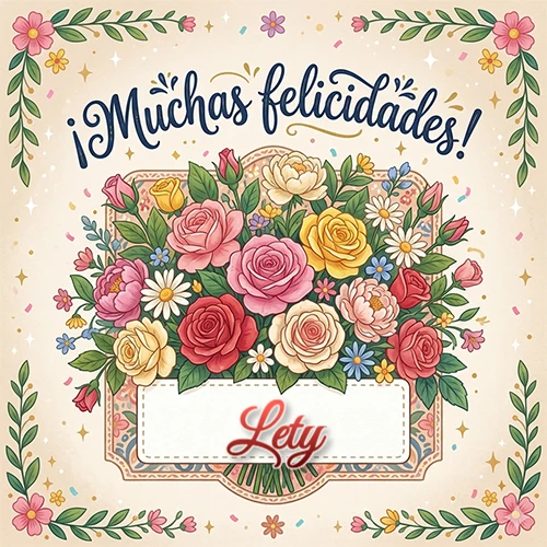 Estilo clásico y delicado. Un enorme y lujoso ramo de flores coloridas como rosas y jazmines en tonos rosa, amarillo y rojo. Texto superior 