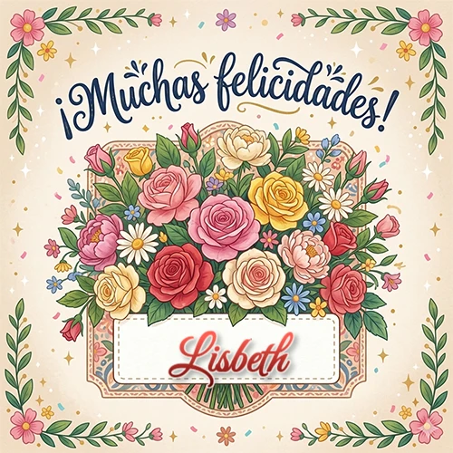 Estilo clásico y delicado. Un enorme y lujoso ramo de flores coloridas como rosas y jazmines en tonos rosa, amarillo y rojo. Texto superior 