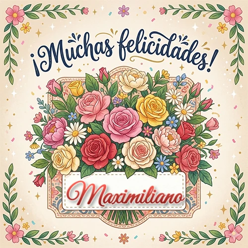 Estilo clásico y delicado. Un enorme y lujoso ramo de flores coloridas como rosas y jazmines en tonos rosa, amarillo y rojo. Texto superior 