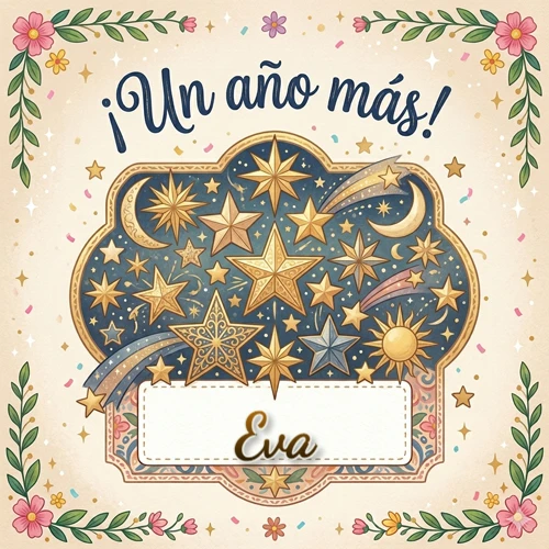 Diseño mágico del espacio. Fondo azul oscuro lleno de estrellas doradas y lunas brillantes. Texto superior 