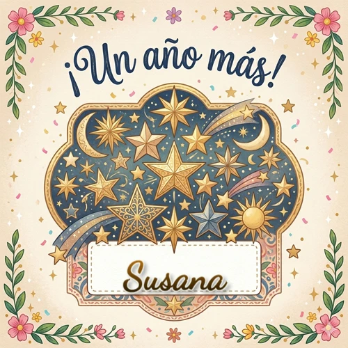 Diseño mágico del espacio. Fondo azul oscuro lleno de estrellas doradas y lunas brillantes. Texto superior 