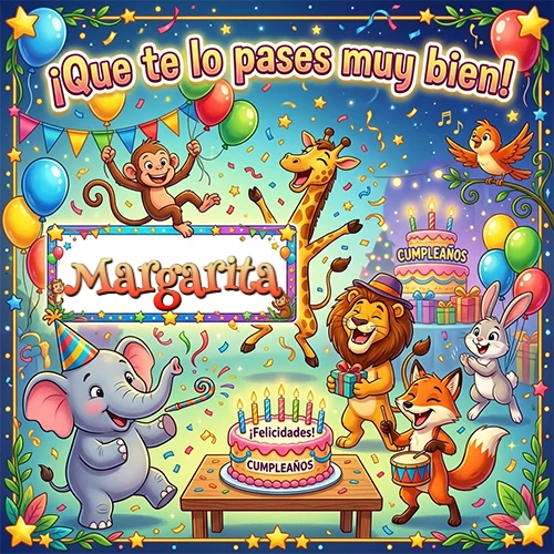 Diseño alegre e infantil. Animales de la selva (elefante, jirafa, león, mono) celebrando. Texto Diseño alegre e infantil. Animales de la selva (elefante, jirafa, león, mono) celebrando. Texto