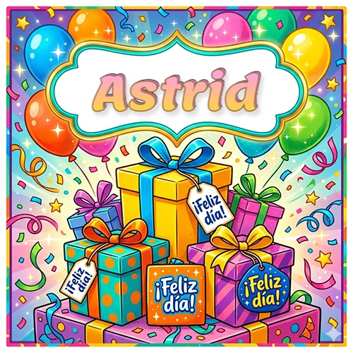 Ilustración colorida y vibrante. Cajas de regalo con papel brillante y cintas, etiquetas que dicen 