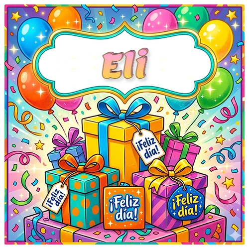 Ilustración colorida y vibrante. Cajas de regalo con papel brillante y cintas, etiquetas que dicen 