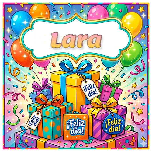 Ilustración colorida y vibrante. Cajas de regalo con papel brillante y cintas, etiquetas que dicen 