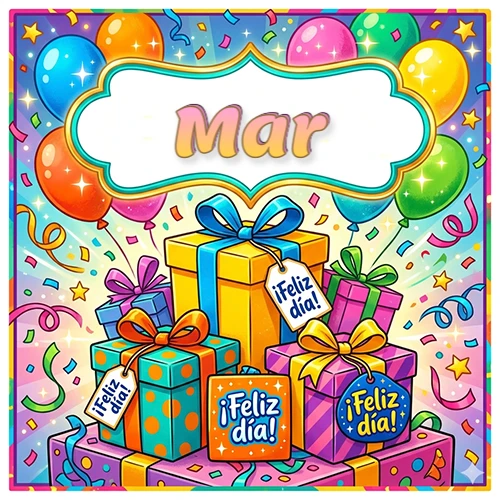 Ilustración colorida y vibrante. Cajas de regalo con papel brillante y cintas, etiquetas que dicen 