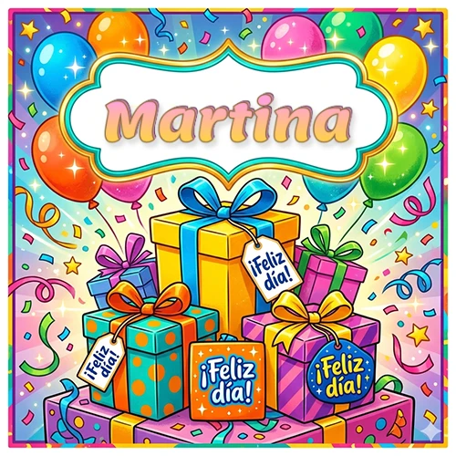 Ilustración colorida y vibrante. Cajas de regalo con papel brillante y cintas, etiquetas que dicen 