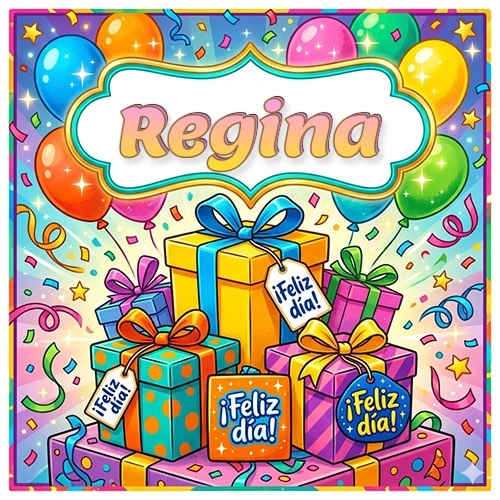 Ilustración colorida y vibrante. Cajas de regalo con papel brillante y cintas, etiquetas que dicen 