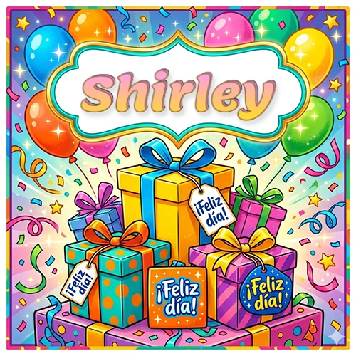 Ilustración colorida y vibrante. Cajas de regalo con papel brillante y cintas, etiquetas que dicen 