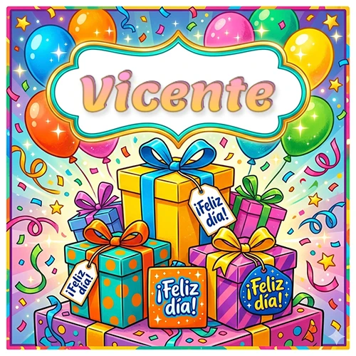 Ilustración colorida y vibrante. Cajas de regalo con papel brillante y cintas, etiquetas que dicen 