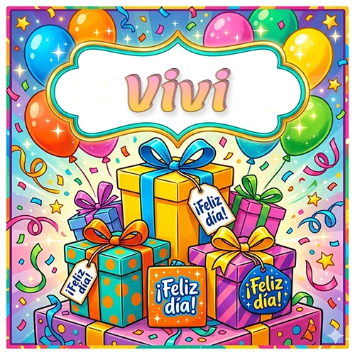 Ilustración colorida y vibrante. Cajas de regalo con papel brillante y cintas, etiquetas que dicen 