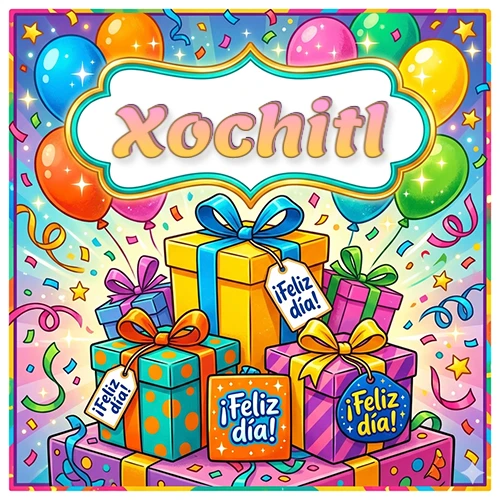 Ilustración colorida y vibrante. Cajas de regalo con papel brillante y cintas, etiquetas que dicen 