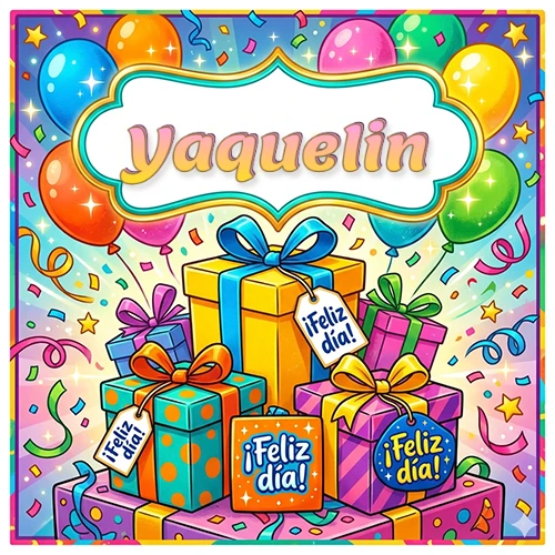 Ilustración colorida y vibrante. Cajas de regalo con papel brillante y cintas, etiquetas que dicen 