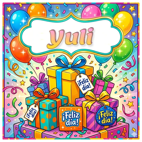 Ilustración colorida y vibrante. Cajas de regalo con papel brillante y cintas, etiquetas que dicen 