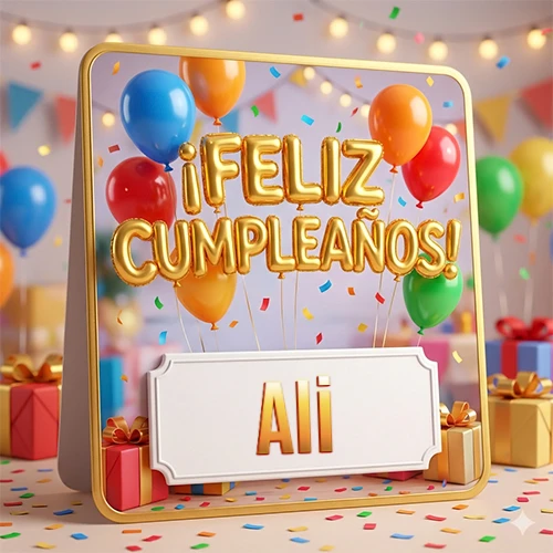 Diseño 3D profesional y premium. Globos dorados gigantes formando la palabra 