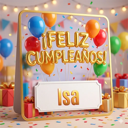 Diseño 3D profesional y premium. Globos dorados gigantes formando la palabra 