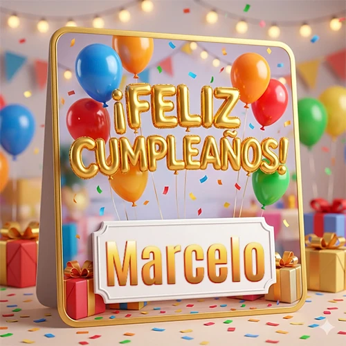 Diseño 3D profesional y premium. Globos dorados gigantes formando la palabra 