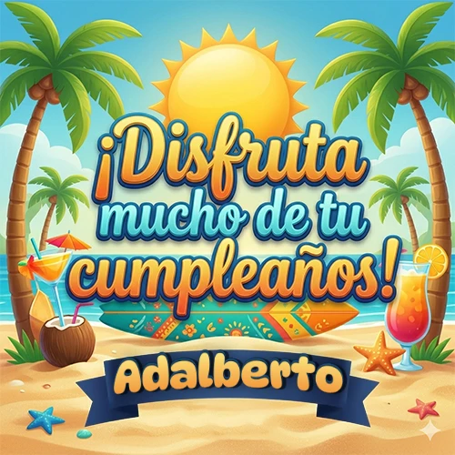 Diseño de playa veraniego. Palmeras, arena dorada y olas del mar claro. Texto 