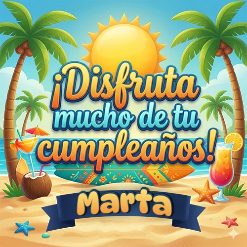 Diseño de playa veraniego. Palmeras, arena dorada y olas del mar claro. Texto 