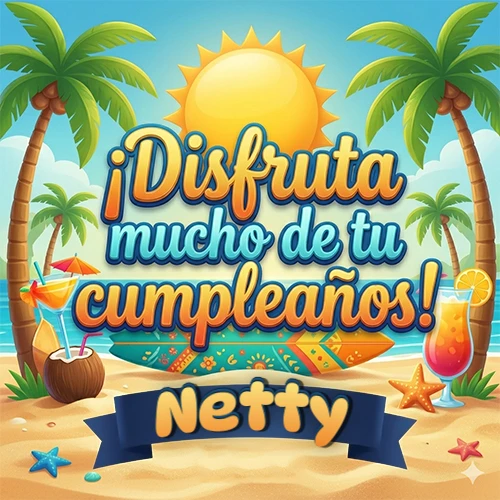 Diseño de playa veraniego. Palmeras, arena dorada y olas del mar claro. Texto 