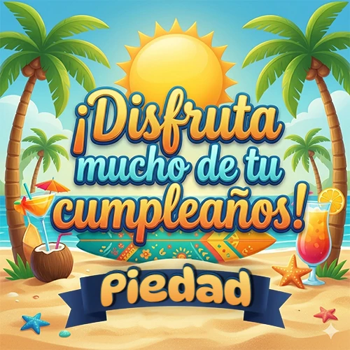 Diseño de playa veraniego. Palmeras, arena dorada y olas del mar claro. Texto 